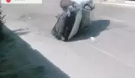 İnegöl'de Kontrolden Çıkan Otomobil Takla Attı, 2 Yaralı