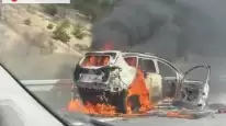 TEM Otoyolu'nda Cip Alev Aldı, Sürücü Son Anda Kurtuldu!