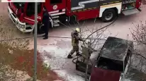 Ankara'da Park Halindeki Araç Alev Aldı - Can Kaybı Yaşanmadı