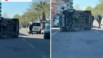Kocaeli'de Otomobile Çarpan Araç Yan Yattı, Sürücü Kazayı Yara Almadan Atlattı!