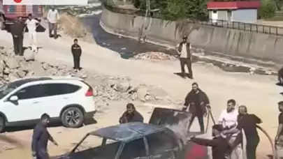 Torul ilçesinde park halindeki otomobil yangınla kül oldu!