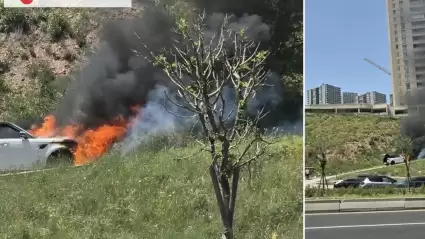Ankara Çankaya'da Lüks Cip Alev Alev Yanarak Kullanılamaz Hale Geldi
