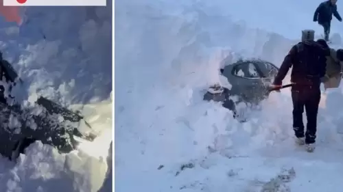 Tabzon'dan Bayburt'a Kar Altında Mahsur Kalan Otomobil Kurtarıldı