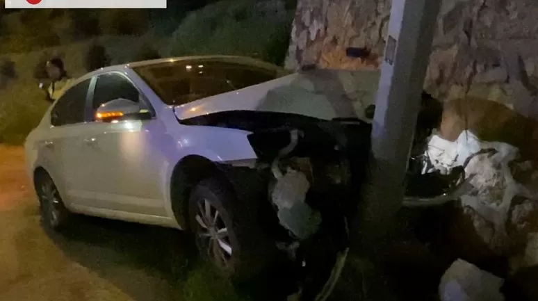 Elazığ'da Araç Aydınlatma Direğine Çarptı, 2 Kişi Yaralandı!