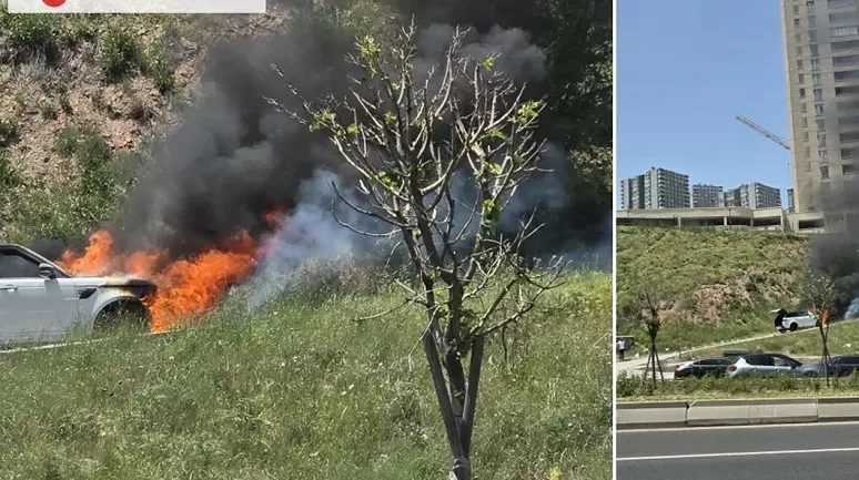 Ankara Çankaya'da Lüks Cip Alev Alev Yanarak Kullanılamaz Hale Geldi