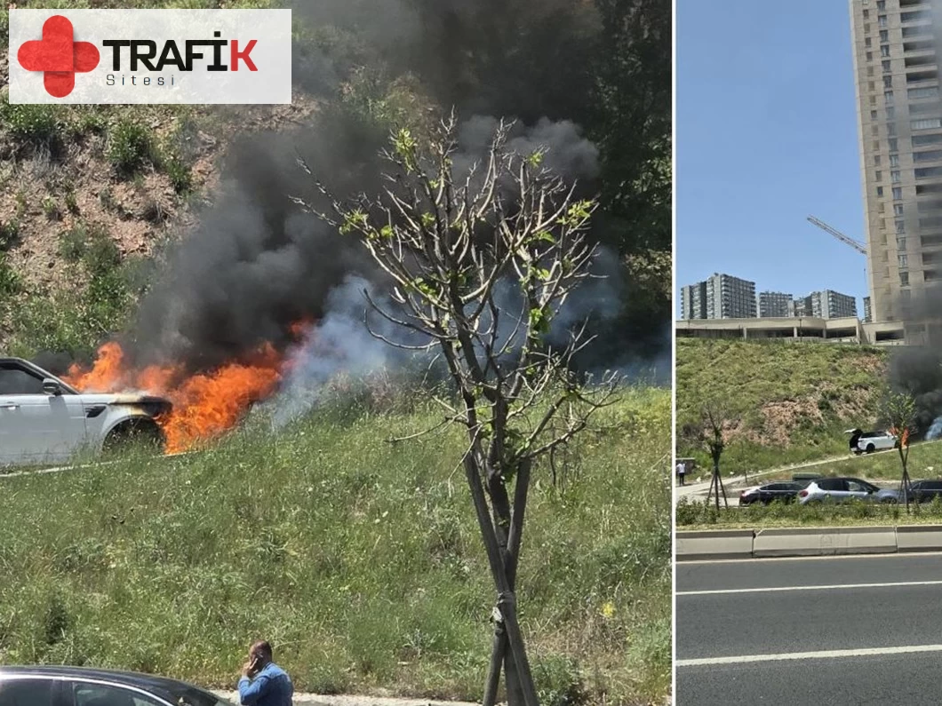 Ankara Çankaya'da Lüks Cip Alev Alev Yanarak Kullanılamaz Hale Geldi